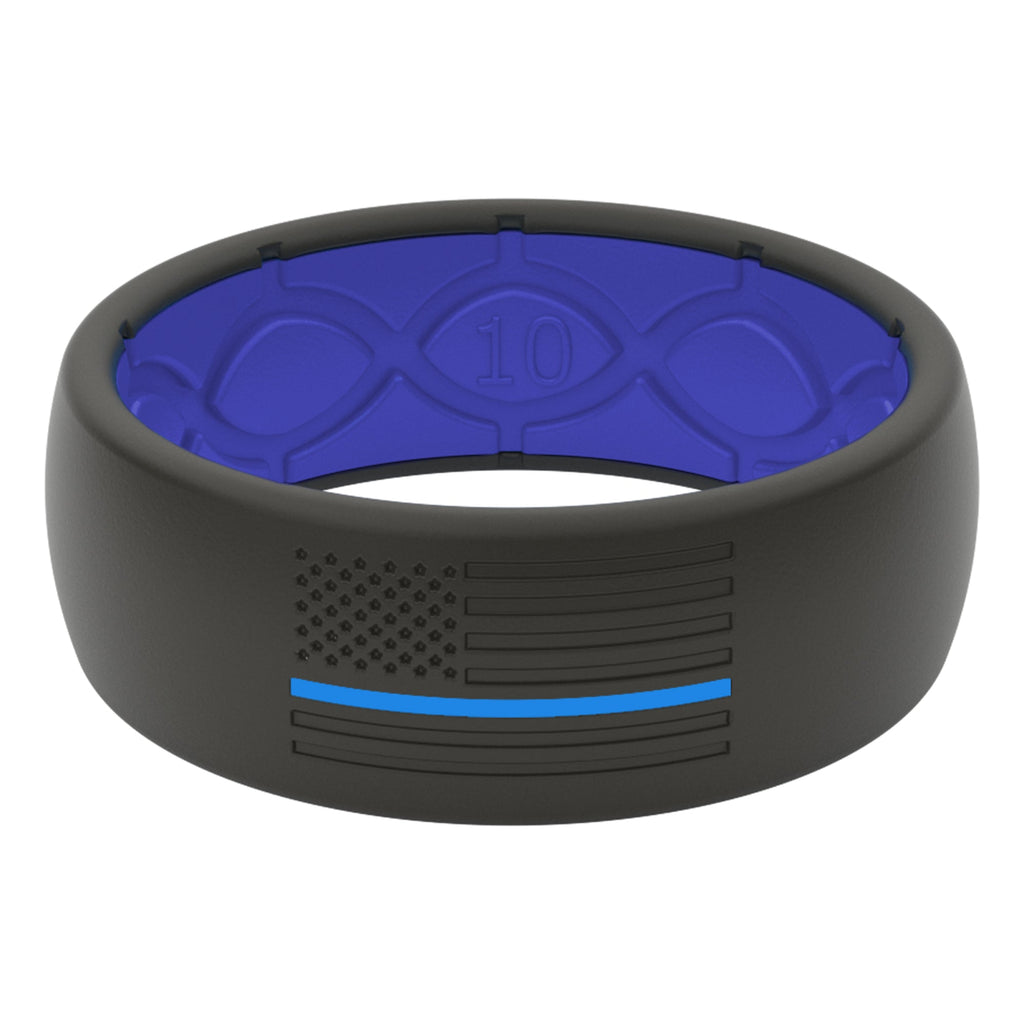 Groove Life Hero - Police Blue & White Flag Silicone Ring