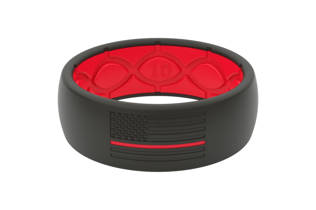 Groove Life Hero Firefighter Red Flag- Men's Silicone Ring