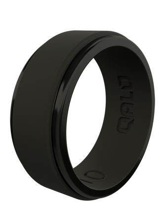 QALO Standard Men's Black Step Edge Polished Silicone Ring