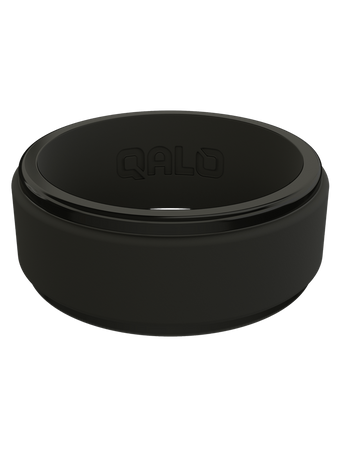 QALO Standard Men's Black Step Edge Polished Silicone Ring