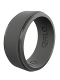 QALO Standard Men's Charcoal Step Edge Polished Silicone Ring