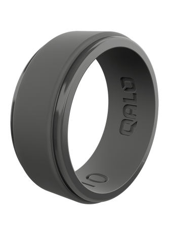 QALO Standard Men's Charcoal Step Edge Polished Silicone Ring