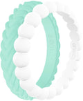 Women silicone ring wedding cute durable pretty white stackable  Edit alt text